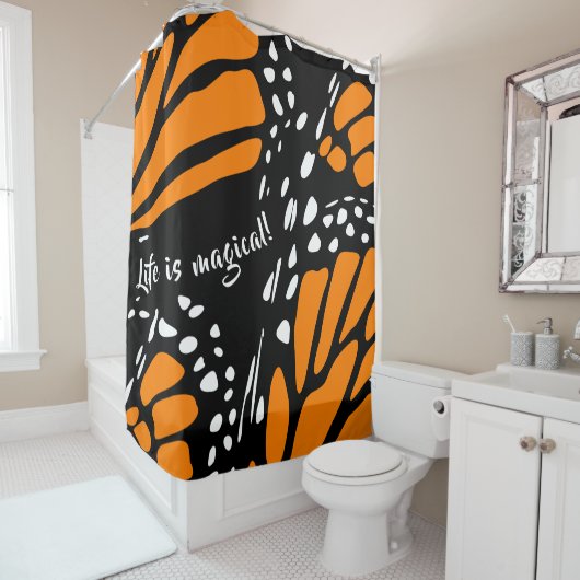 Abstracte vlindervleugel - Het leven is magisch! Douchegordijn (In situ)