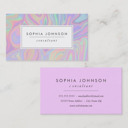 Abstracte vloeibaar Iridescent Paarse pastolkleur Visitekaartje (Voorkant / Achterkant)