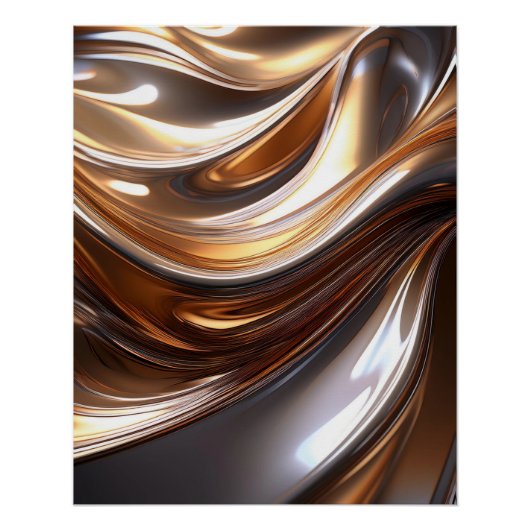 Abstracte vloeibaar-metaalgolven – modern metallic perfect poster (Voorkant)