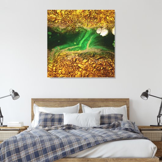 Abstracte vloeibaar papier Faux Gold Metallic Foli Canvas Afdruk (Insitu (Slaapkamer))