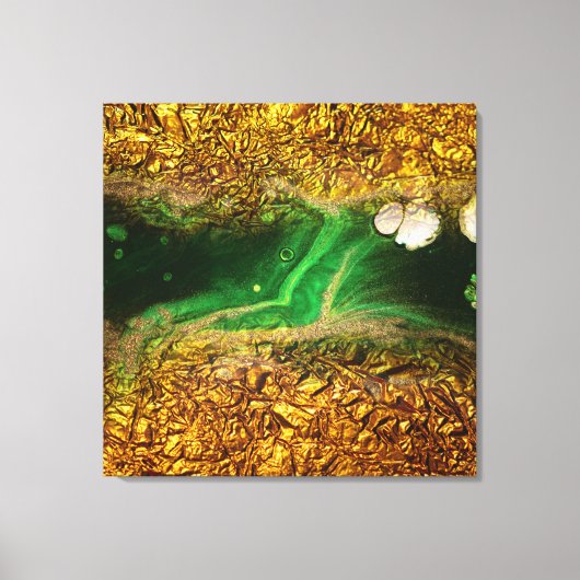Abstracte vloeibaar papier Faux Gold Metallic Foli Canvas Afdruk (Voorkant)