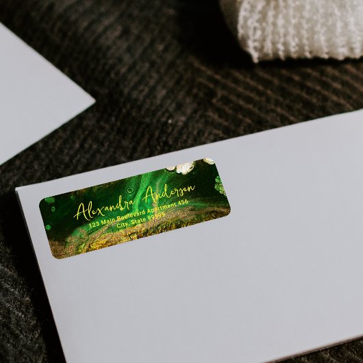 Abstracte vloeibaar papier Faux Gold Metallic Foli Etiket