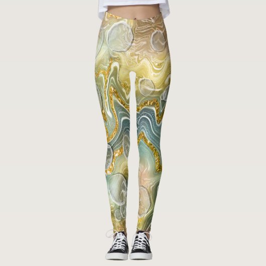 Abstracte vloeibaar schoeisel Textielachtergrond Leggings (Voorkant)