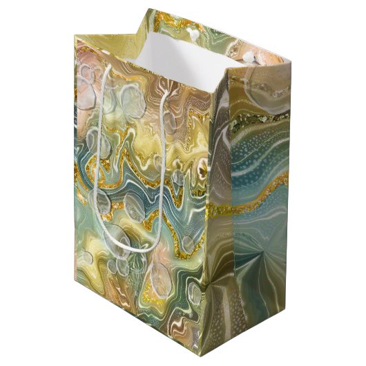 Abstracte vloeibaar schoeisel Textielachtergrond Medium Cadeauzakje (Voorkant Gekanteld)