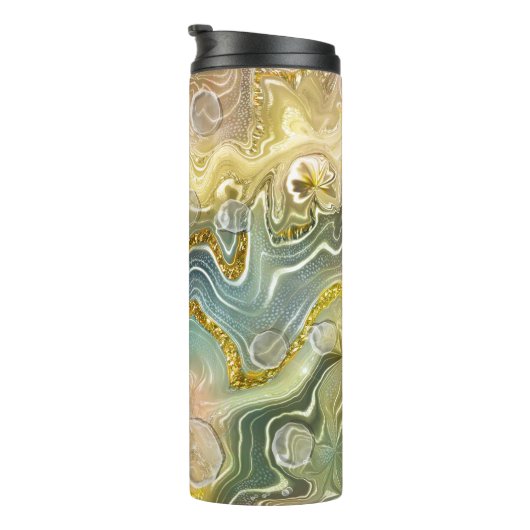 Abstracte vloeibaar schoeisel Textielachtergrond Thermosbeker (Geroteerd rechts)