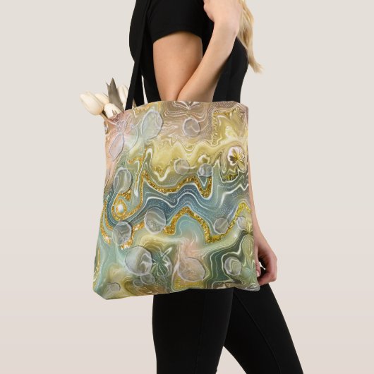 Abstracte vloeibaar schoeisel Textielachtergrond Tote Bag (Dichtbij)