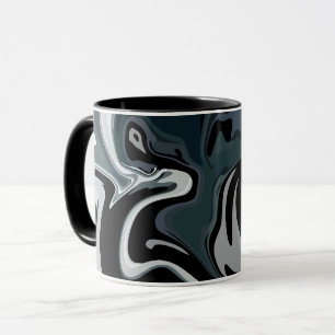 Abstracte vloeibaarheid in monochrome wervelingen mok