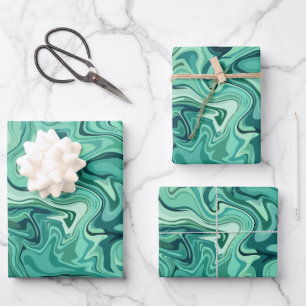 Abstracte vloeibaarheid in tinten groen inpakpapier vel