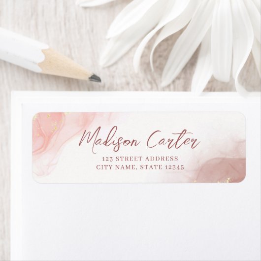 Abstracte vloeibare alcoholinkt retouradreslabel etiket (Insitu)