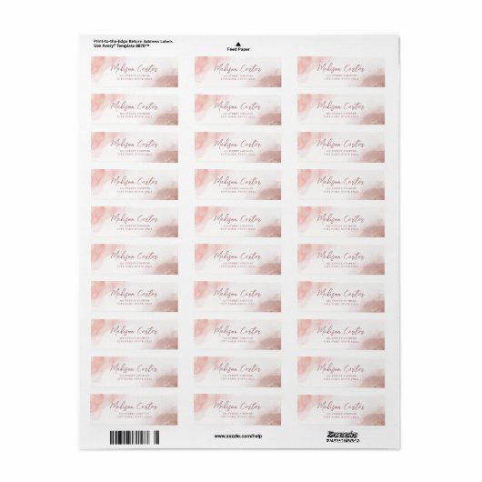 Abstracte vloeibare alcoholinkt retouradreslabel etiket (Full Sheet)