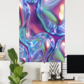 Abstracte vloeibare chroom uitgerekte canvasprint poster (Thuiskantoor)
