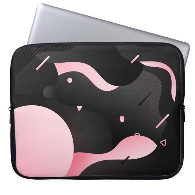 Abstracte vloeibare dynamische golfvorm laptop sleeve (Voorkant)