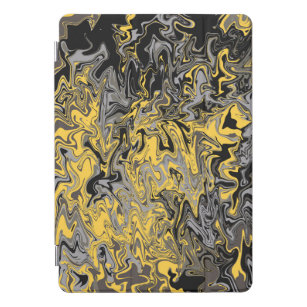 Abstracte vloeibare illusie, grijs en geel, vocht iPad pro cover