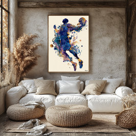 Abstracte Vloeibare Inkt Basketbalspeler – Moderne Poster