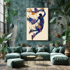 Abstracte Vloeibare Inkt Basketbalspeler – Moderne Poster
