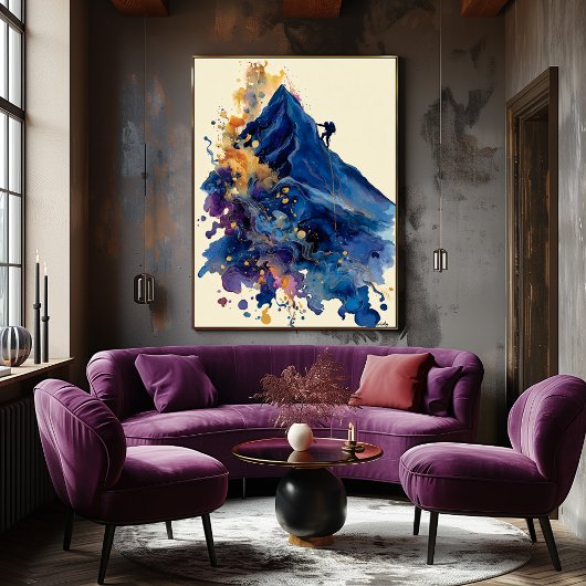 Abstracte Vloeibare Inkt Rotsbeklimmer – Moderne B Poster