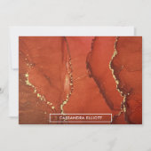 Abstracte Vloeibare inktpatronen voor rood- en gou Bedankkaart (Voorkant)