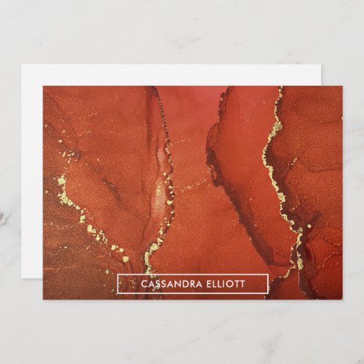 Abstracte Vloeibare inktpatronen voor rood- en gou Bedankkaart (Voorkant / Achterkant)