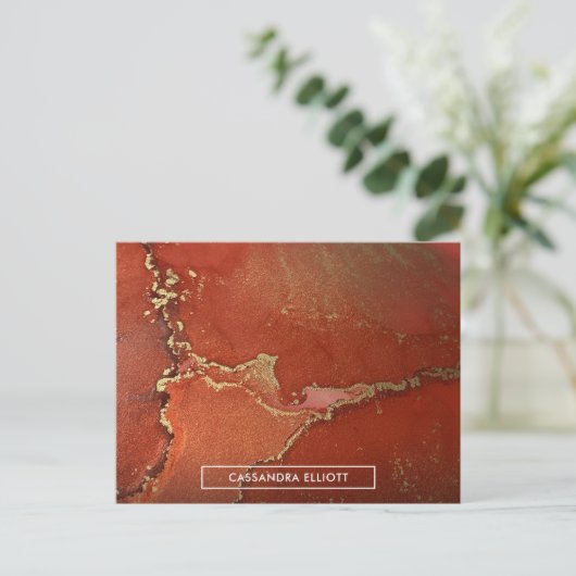 Abstracte Vloeibare inktpatronen voor rood- en gou Briefkaart (Staand voorkant)