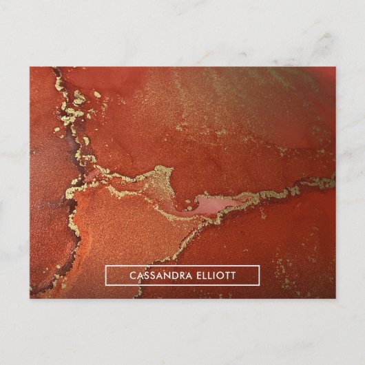 Abstracte Vloeibare inktpatronen voor rood- en gou Briefkaart (Voorkant)