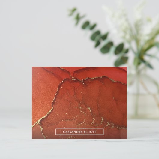 Abstracte Vloeibare inktpatronen voor rood- en gou Briefkaart (Staand voorkant)
