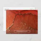 Abstracte Vloeibare inktpatronen voor rood- en gou Briefkaart (Voorkant / Achterkant)