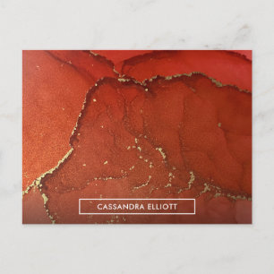 Abstracte Vloeibare inktpatronen voor rood- en gou Briefkaart