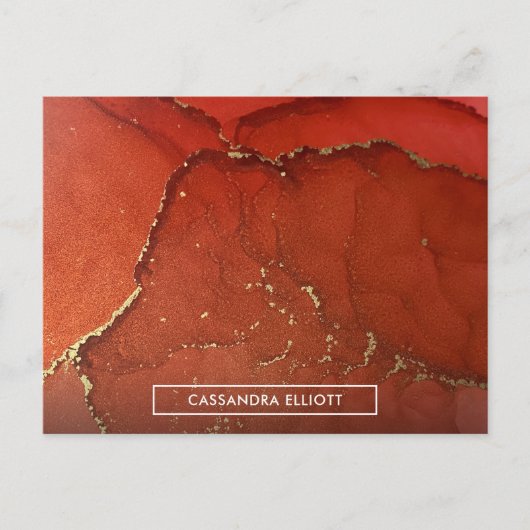 Abstracte Vloeibare inktpatronen voor rood- en gou Briefkaart (Voorkant)