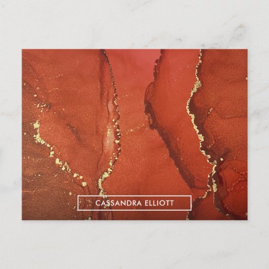 Abstracte Vloeibare inktpatronen voor rood- en gou Briefkaart (Voorkant)