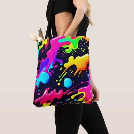 Abstracte vloeibare kleur explosie kunst tote bag (Dichtbij)