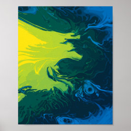 Abstracte vloeibare kleur golven poster