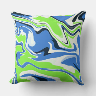 Abstracte vloeibare kunst met blauwe en groene gol kussen
