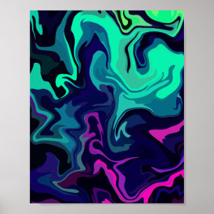 Abstracte vloeibare kunst met levendige kleuren  poster