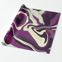 Abstracte vloeibare kunst met paarse en crèmekleur cadeaupapier