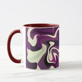 Abstracte vloeibare kunst met paarse en crèmekleur mok