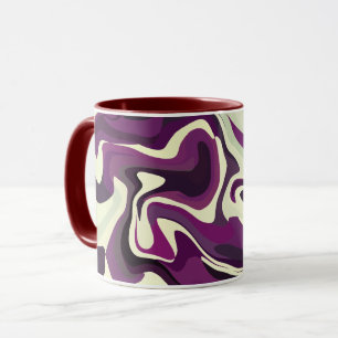 Abstracte vloeibare kunst met paarse en crèmekleur mok