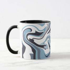 Abstracte vloeibare kunst met wervelende blauwe en mok