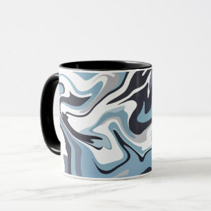 Abstracte vloeibare kunst met wervelende blauwe en mok