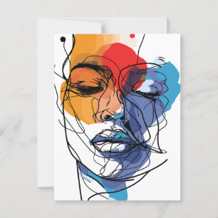Abstracte Vloeibare Lijn Gezichtskunst Briefkaart