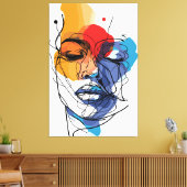 Abstracte Vloeibare Lijn Gezichtskunst Canvas Afdruk (Insitu (Woonkamer))