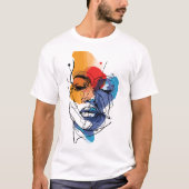 Abstracte Vloeibare Lijn Gezichtskunst T-shirt (Voorkant)
