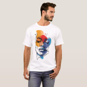 Abstracte Vloeibare Lijn Gezichtskunst T-shirt (Voorkant volledig)