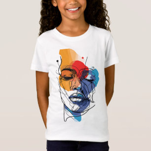 Abstracte Vloeibare Lijn Gezichtskunst T-shirt