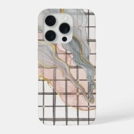 Abstracte Vloeibare Marmer Raster Goud Roze Grijs  iPhone 15 Pro Case