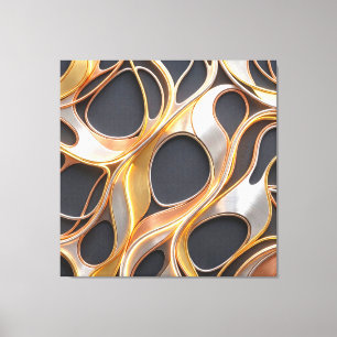 Abstracte vloeibare metalen goud koper zilver werv canvas afdruk