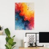 Abstracte vloeibare vuur- en oceaankunst poster (Thuiskantoor)
