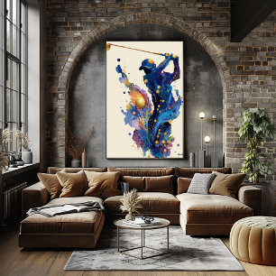 Abstracte vloeiende inkt golfer dynamische bewegin poster
