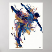 Abstracte vloeiende inkt-ijsschaatser – moderne be poster (Voorkant)