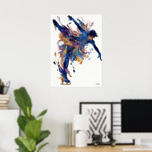 Abstracte vloeiende inkt-ijsschaatser – moderne be poster (Thuiskantoor)