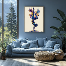 Abstracte vloeiende inktgymnast – moderne beweging poster
